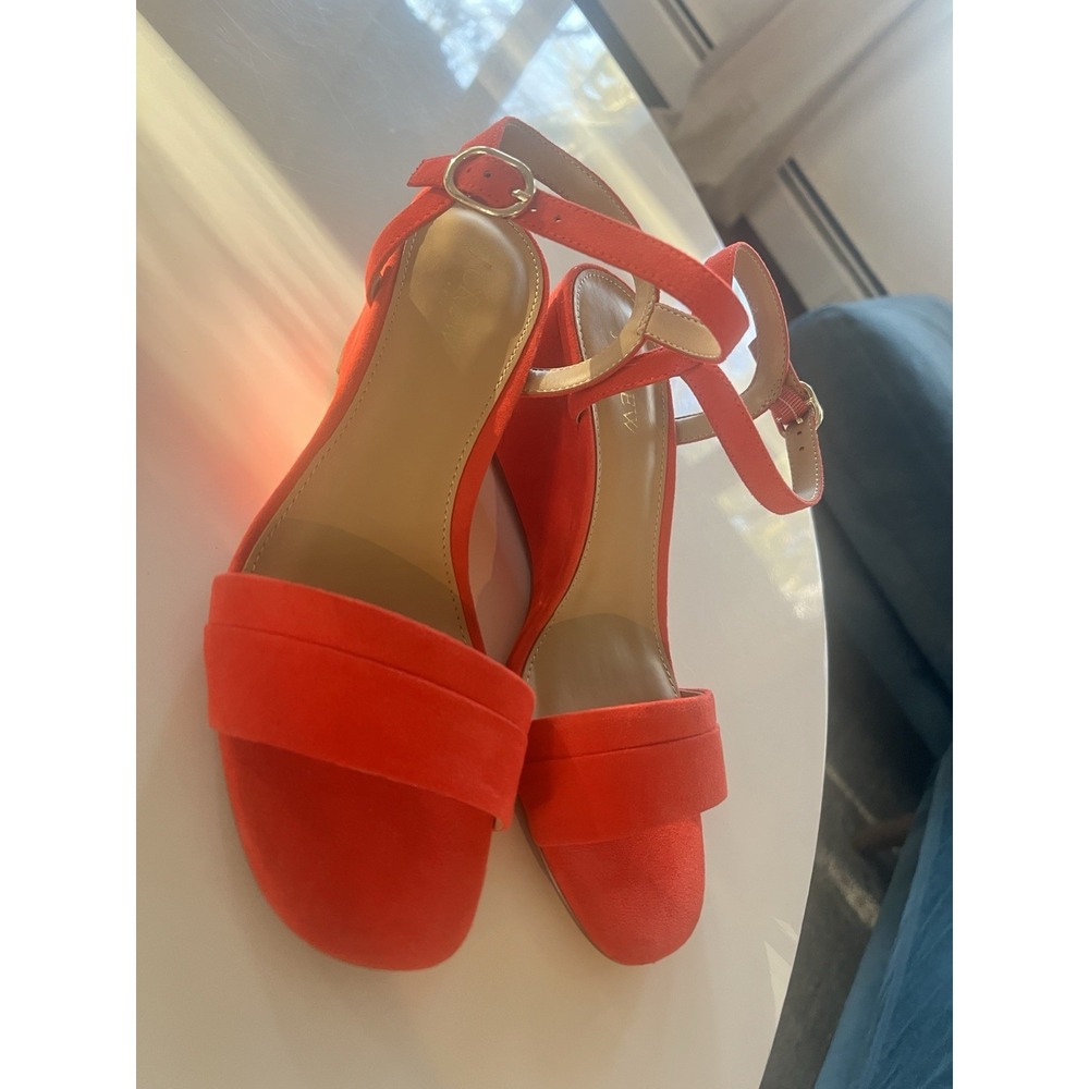 J Crew Factory Suede Ankle Strap Sandal Wedge Belvedere Red Size‎ 8 NEW